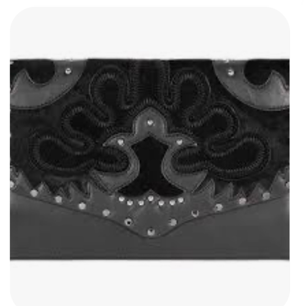 Rebecca Minkoff Black Leather Clutch with Stud Accents